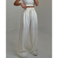 Damen einfarbige Hose mit hoher Taille und geradem Schnitt