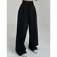 Damen einfarbige Hose mit hoher Taille und geradem Schnitt