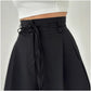 Damen einfarbige Hose mit hoher Taille und geradem Schnitt