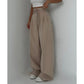 Damen einfarbige Hose mit hoher Taille und geradem Schnitt
