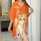 Niedliche Katze Print Atmungsaktives Kleid