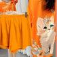 Niedliche Katze Print Atmungsaktives Kleid