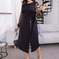 Kleid mit Taillengürtel und Patchworkdruck