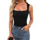 Ärmelloses, doppellagiges Tanktop mit quadratischem Ausschnitt für Damen