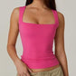 Ärmelloses, doppellagiges Tanktop mit quadratischem Ausschnitt für Damen