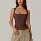 Ärmelloses, doppellagiges Tanktop mit quadratischem Ausschnitt für Damen