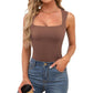 Ärmelloses, doppellagiges Tanktop mit quadratischem Ausschnitt für Damen