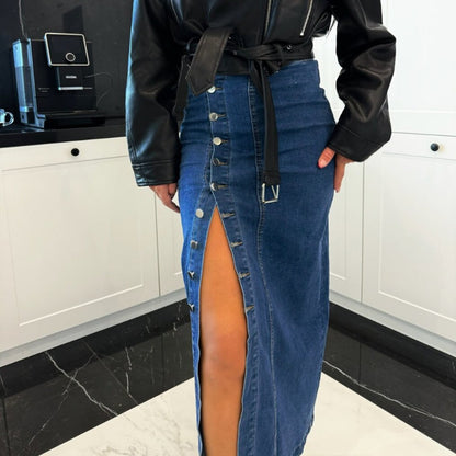 Stilvoller Bodycon-Rock aus Denim mit Knopfverschluss