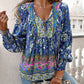 🌷🍃Damenmode bedrucktes Langarmshirt mit V-Ausschnitt
