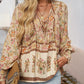 🌷🍃Damenmode bedrucktes Langarmshirt mit V-Ausschnitt