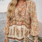 🌷🍃Damenmode bedrucktes Langarmshirt mit V-Ausschnitt