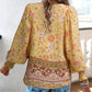 🌷🍃Damenmode bedrucktes Langarmshirt mit V-Ausschnitt