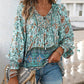 🌷🍃Damenmode bedrucktes Langarmshirt mit V-Ausschnitt
