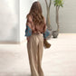 Bedrucktes Oberteil und weite Hose, 2-teiliges Set