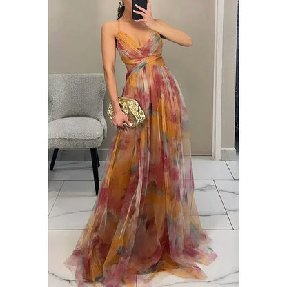 Bedrucktes Camisole-Kleid aus Mesh für Damen
