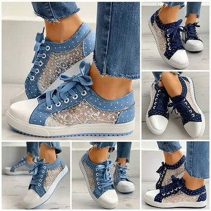 Damen Casual Flat Runde Zehe Lace Up Low Top Schuhe