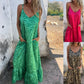 Damen Maxikleid mit Druck und Spaghettiträgern