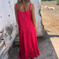 Damen Maxikleid mit Druck und Spaghettiträgern
