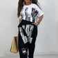 ✨Zweiteiliges lässiges Outfit mit Buchstabendruck für Damen
