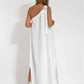 Solid Color Slant Shoulder Side Split Dress