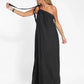 Solid Color Slant Shoulder Side Split Dress
