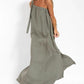 Solid Color Slant Shoulder Side Split Dress