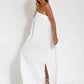 Solid Color Slant Shoulder Side Split Dress
