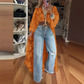 Durchsichtiges, elegantes Maxi-Top mit Spitzenmuster