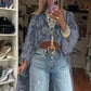 Durchsichtiges, elegantes Maxi-Top mit Spitzenmuster