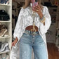 Durchsichtiges, elegantes Maxi-Top mit Spitzenmuster