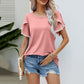Lässiges Damen-T-Shirt mit Rundhalsausschnitt und Ärmeln mit Bommelbesatz