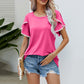 Lässiges Damen-T-Shirt mit Rundhalsausschnitt und Ärmeln mit Bommelbesatz