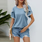 Lässiges Damen-T-Shirt mit Rundhalsausschnitt und Ärmeln mit Bommelbesatz