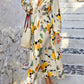 💃LUNE Random Print Deep V-Ausschnitt Laternenärmel Gathered Taille Kleid