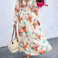 💃LUNE Random Print Deep V-Ausschnitt Laternenärmel Gathered Taille Kleid