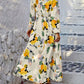 💃LUNE Random Print Deep V-Ausschnitt Laternenärmel Gathered Taille Kleid