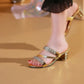 Damen Sandalen mit Strass-Verzierung und Blockabsatz