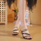 Damen Sandalen mit Strass-Verzierung und Blockabsatz