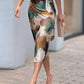 Elegantes Wickelkleid aus Satin mit abstraktem Print für Damen