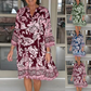 Damen Freizeitkleid mit V-Ausschnitt und Blumenmuster