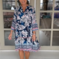 Damen Freizeitkleid mit V-Ausschnitt und Blumenmuster