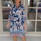 Damen Freizeitkleid mit V-Ausschnitt und Blumenmuster