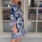 Damen Freizeitkleid mit V-Ausschnitt und Blumenmuster