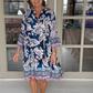 Damen Freizeitkleid mit V-Ausschnitt und Blumenmuster