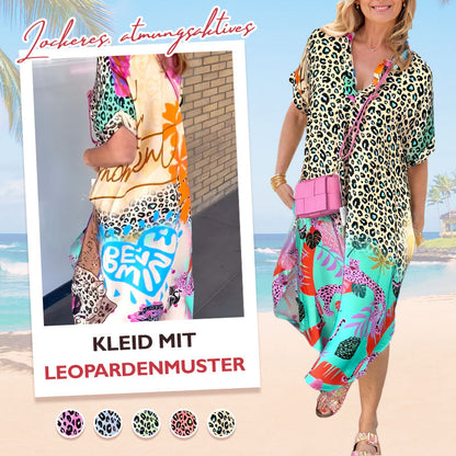 Lockeres, atmungsaktives Kleid mit Leopardenmuster