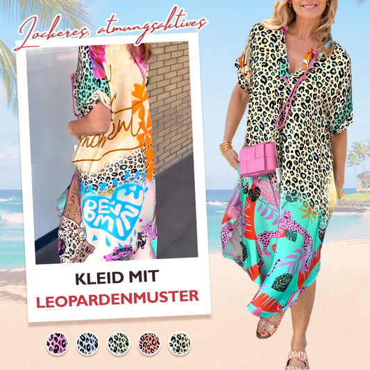Lockeres, atmungsaktives Kleid mit Leopardenmuster