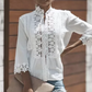 Weißes Patchwork-Top mit Blumenmuster und Spitze für Damen