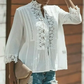 Weißes Patchwork-Top mit Blumenmuster und Spitze für Damen