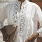 Weißes Patchwork-Top mit Blumenmuster und Spitze für Damen