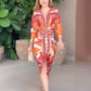 Elegantes, figurbetontes Kleid mit V-Ausschnitt und Print für Damen